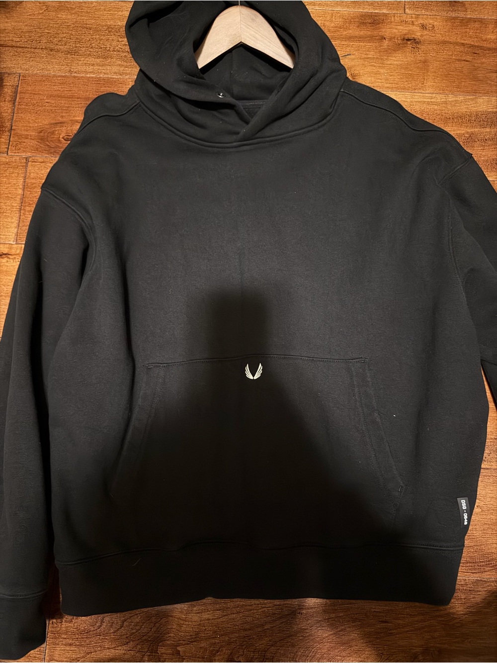 ASRV Black Pullover Hoodie with Minimal Crest